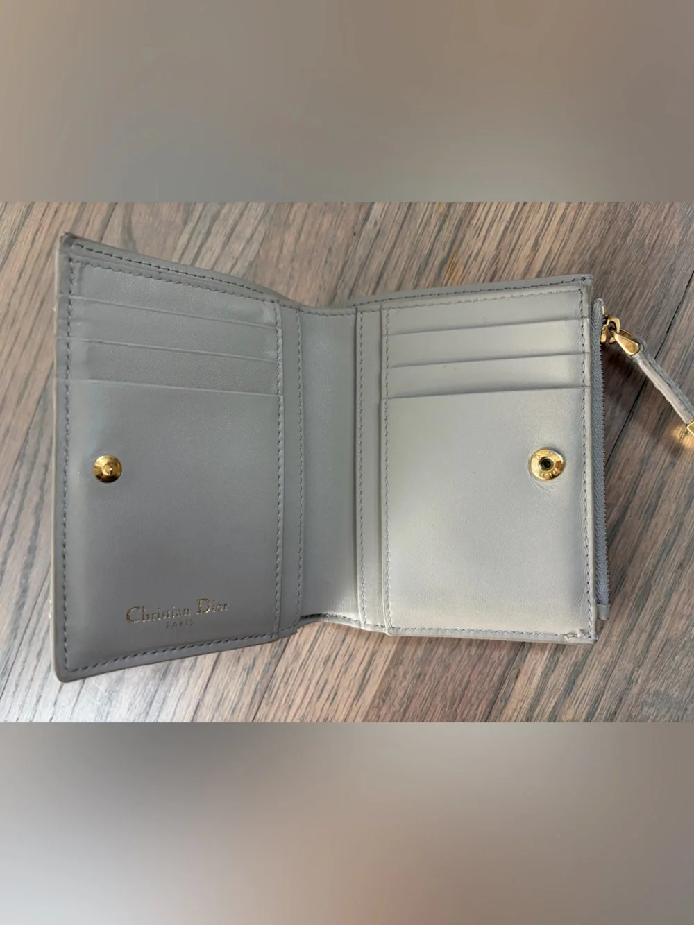 Dior 2023 Caro Dahlia Leather Wallet - Taupe